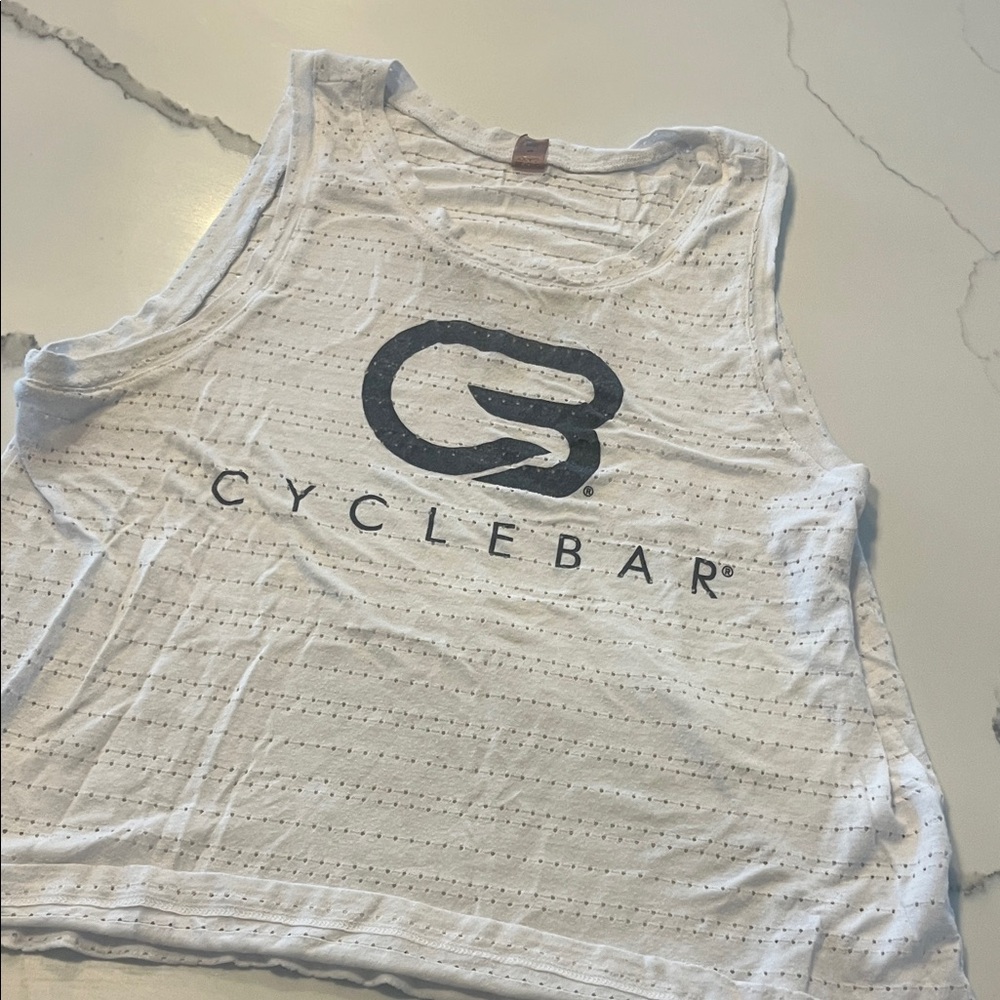CycleBar Perforated White Sleeveless Top